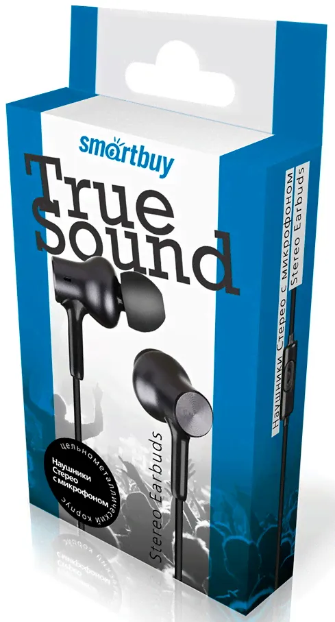 Q-Sound Внутриканальная гарнитура Smartbuy TRUE SOUND, серая (SBH-109)/60 гарнитуры